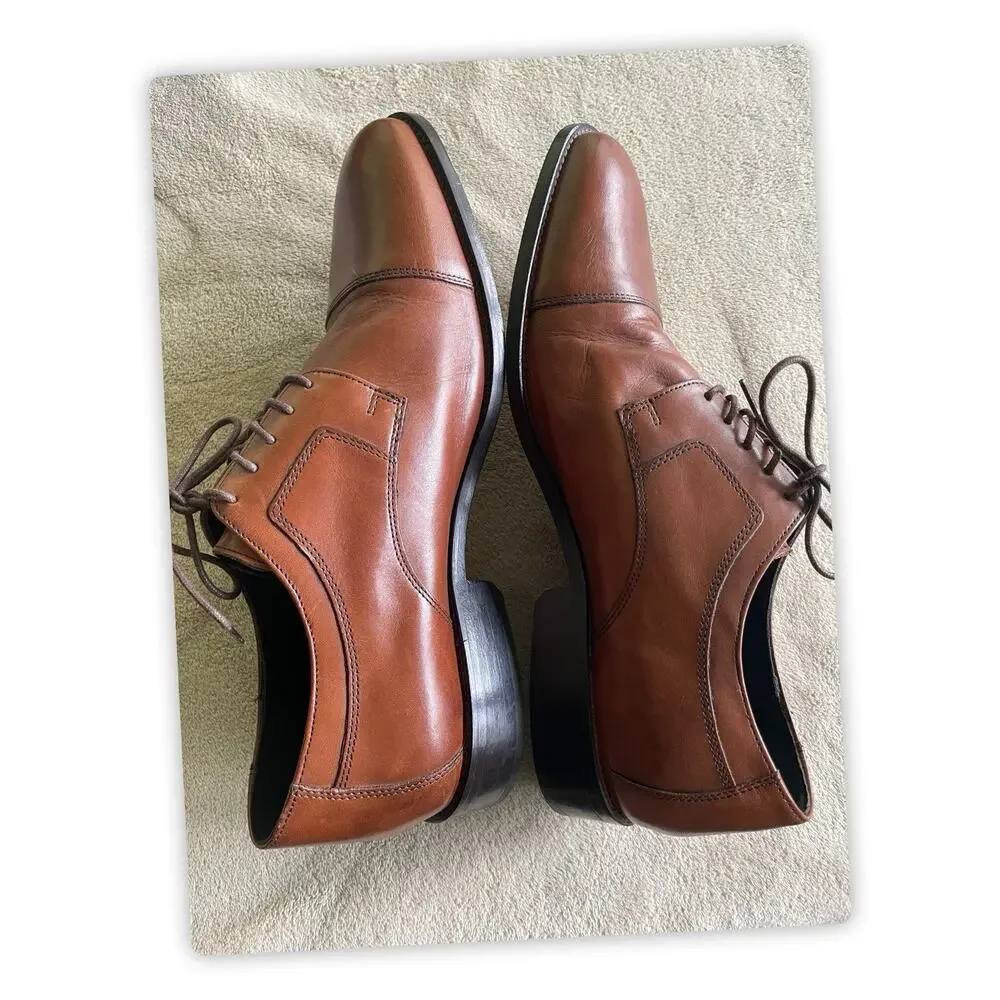 J. Murphy by Johnston & Murphy Brown Leather Oxford Dress Shoes 12W 59-11566